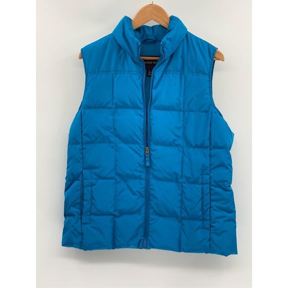 Land's‎ End Puffer Vest Down Women Size Blue Large Winter Warm - Picture 1 of 12